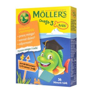 Mollers Omega-3 Rybki, żelki, smak pomarańczowo-cytrynowy, 36 szt. / (Orkla Care)