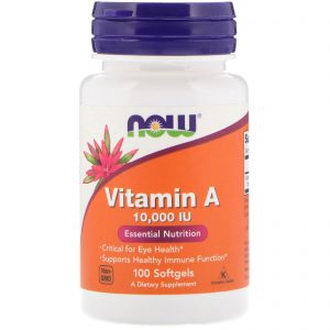 Vitamin A, 10,000 IU, 100 Softgels (Now Foods)