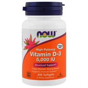 Vitamin D-3, High Potency, 5,000 IU, 240 Softgels (Now Foods)