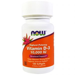 Vitamin D-3 High Potency, 10,000 IU, 120 Softgels (Now Foods)