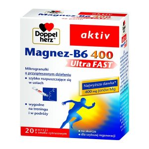 Doppelherz aktiv Magnez-B6 UltraFAST 400, granulki musujące w saszetkach, 20 szt. / (Queisser)