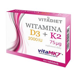 Witamina D3 2000 IU + K2, 75 µg, tabletki, 60 szt. / (Vitadiet)