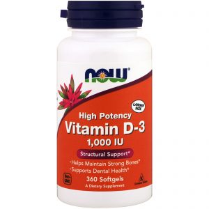 Vitamin D-3 High Potency, 1,000 IU, 360 Softgels (Now Foods)