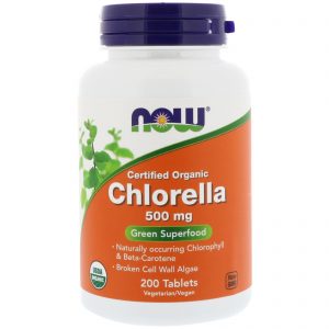 Certified Organic Chlorella, 500 mg, 200 Tablets (Now Foods)