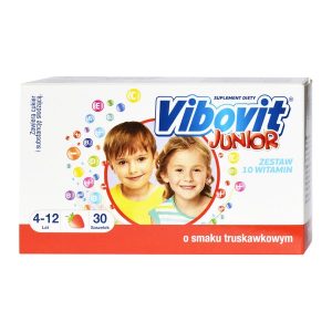 Vibovit Junior, proszek w saszetkach o smaku truskawkowym, 2 g, 30 szt. / (Polfa Kutno-leki)