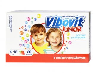 Vibovit Junior, proszek w saszetkach o smaku truskawkowym, 2 g, 30 szt. / (Polfa Kutno-leki)