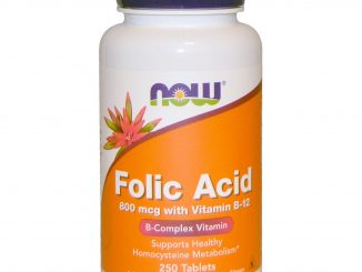 Folic Acid with Vitamin B12, 800 mcg, 250 Tablets (Now Foods)