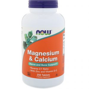 Magnesium & Calcium, Reverse 2:1 Ratio with Zinc and Vitamin D-3 250 Tablets (Now Foods)