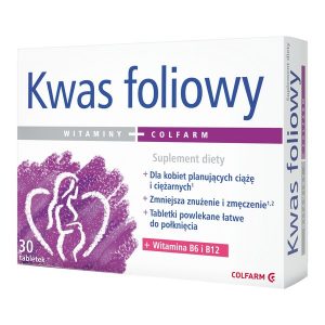 Kwas foliowy, 0,40 mg, tabletki, 30 szt. / (Colfarm)