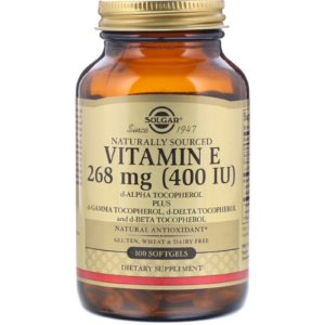 Naturally Sourced Vitamin E, 268 mg (400 IU), 100 Softgels (Solgar)