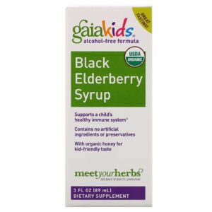 Kids, Black Elderberry Syrup, Alcohol-Free Formula, 3 fl oz (89 ml) (Gaia Herbs)