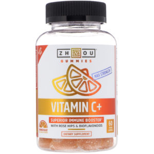 Max Strength Vitamin C + Superior Immune Booster, Orange Blast, 60 Vegan Gummies (Discontinued Item) (Zhou Nutrition)