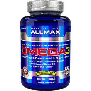Omega-3 Fish Oil, Ultra-Pure Cold-Water Fish Oil, 180 Softgels (ALLMAX Nutrition)